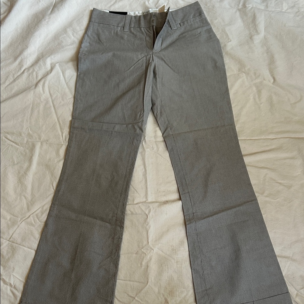 Banana Republic Martin Fit Taupe Pinstripe Wide-Leg Pants